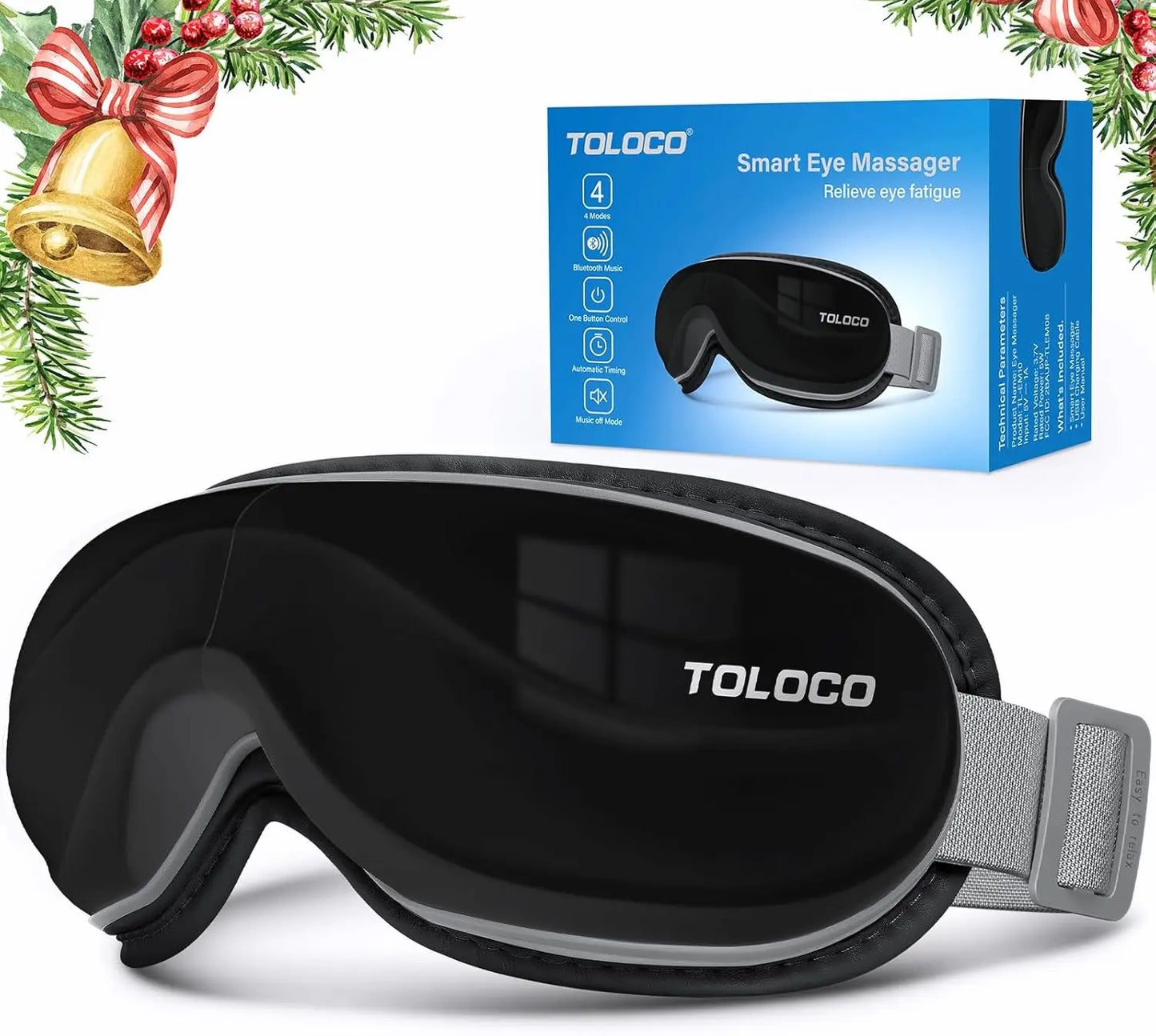 Heated Eye Massager with Bluetooth Music for Migraines, Reduces Eye Strain, Improves Sleep - Perfect Relaxation Gift