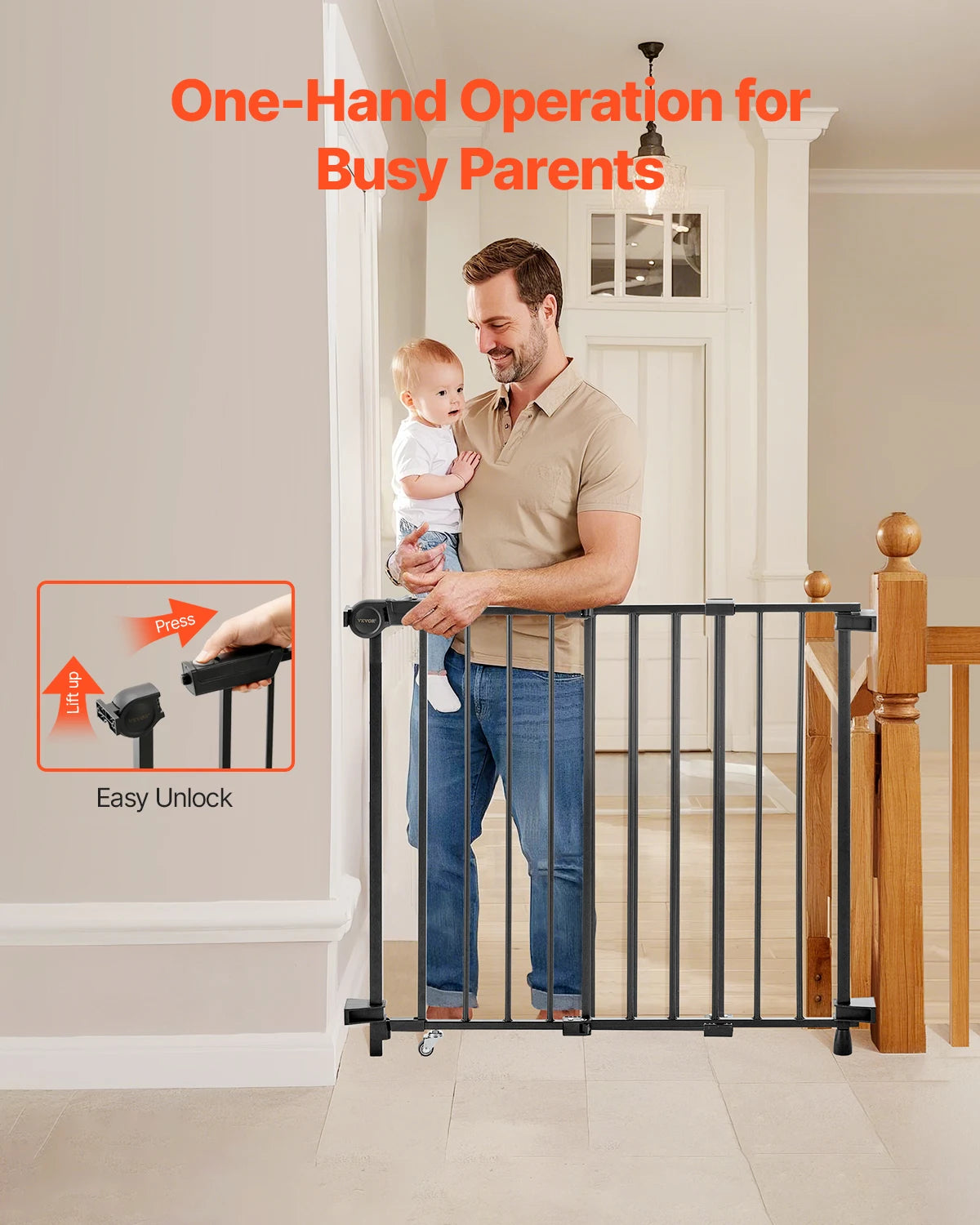 VEVOR Baby Gate For Child And Pet Safety Easy Install