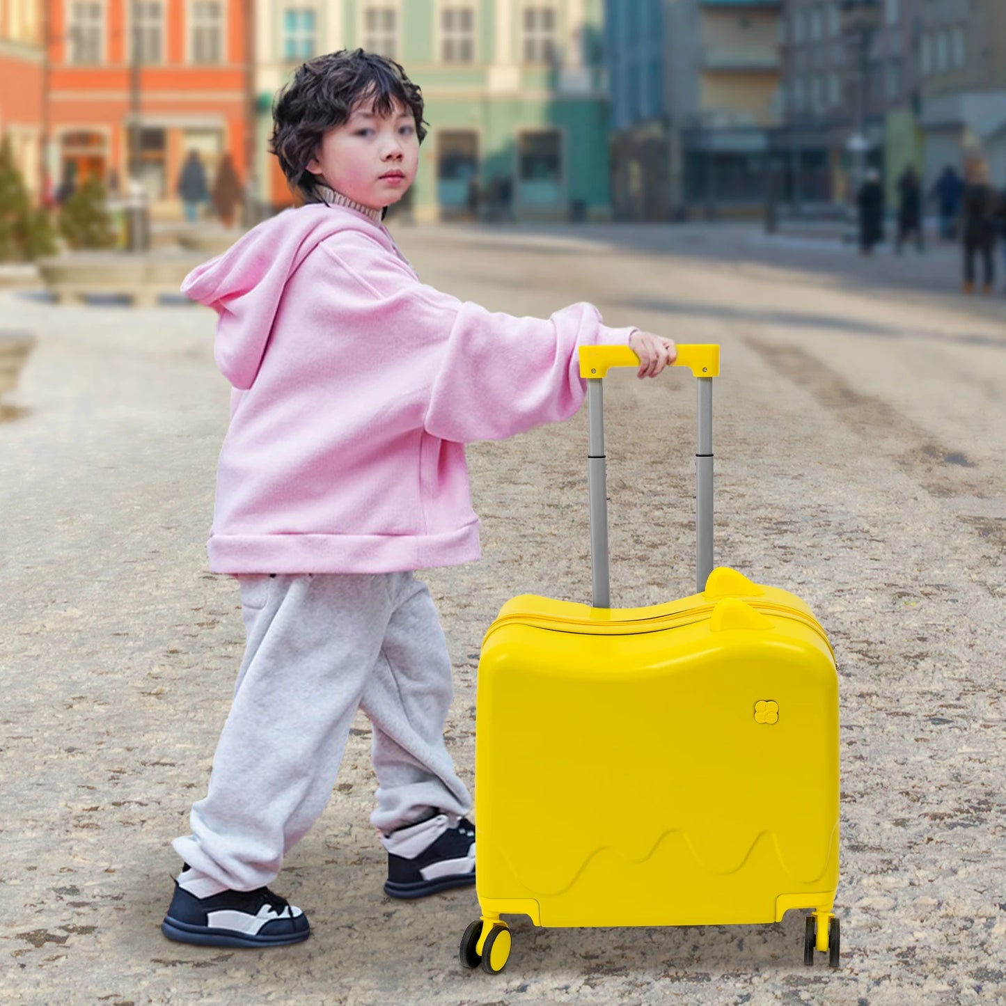 18 Inch Kids Luggage Can Sit and Ride on Suitcase 37L Universal Wheel Trolley Case Travel Suitcase for Children