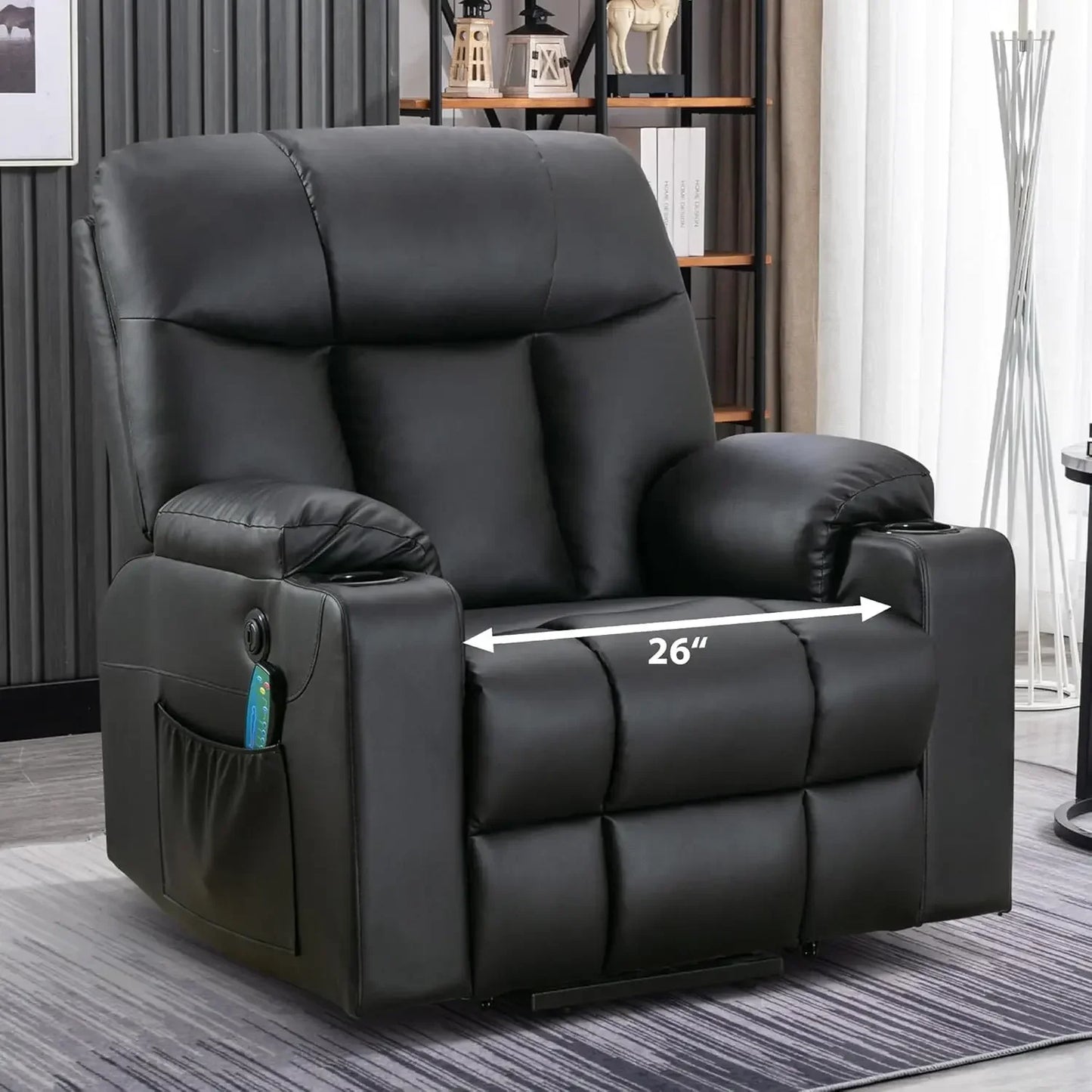 26" Extra Wide Lift Recliner Chair with Heat and Massage, Faux Leather Power Lift Chair Massage Chair for Adults Elderly