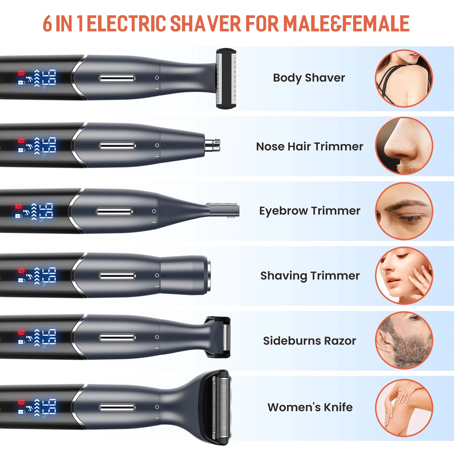 Sejoy 6 In 1 Electric Epilator Body Hair Trimmer Kit