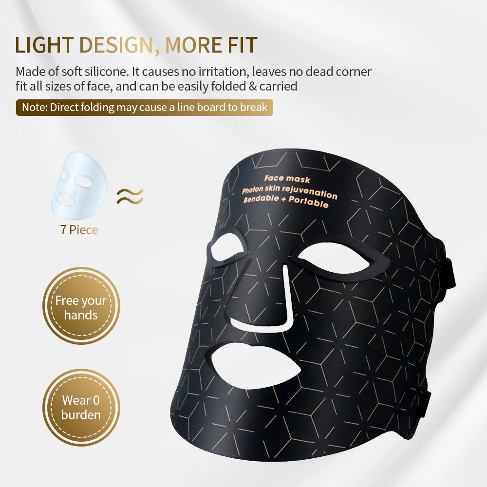 Foreverlily Silicone Facial Neck LED Mask For Anti Aging Skin Rejuvenation Brightening Photon Mask