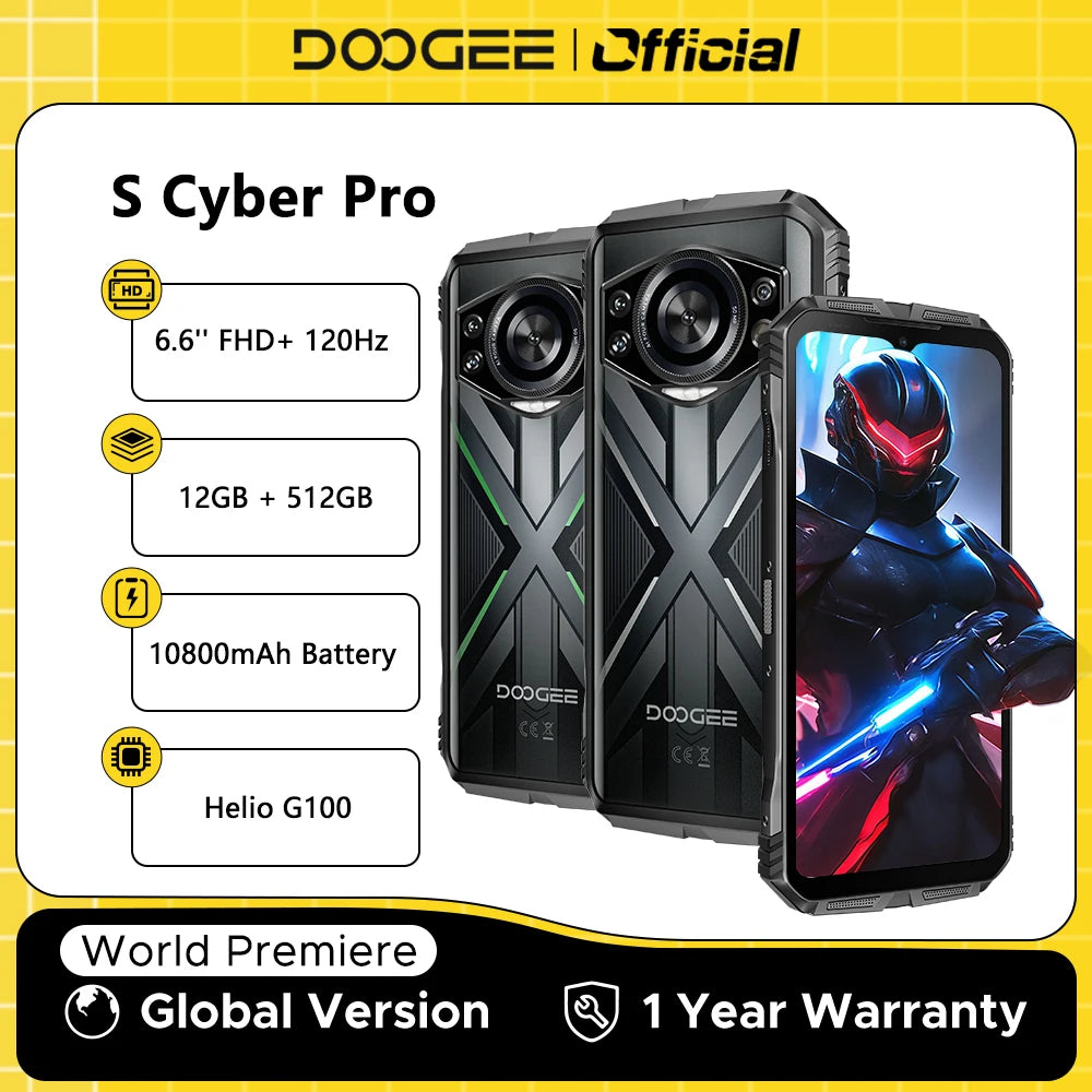 DOOGEE S Cyber Pro Rugged Phone 12GB 512GB 10800mAh Battery