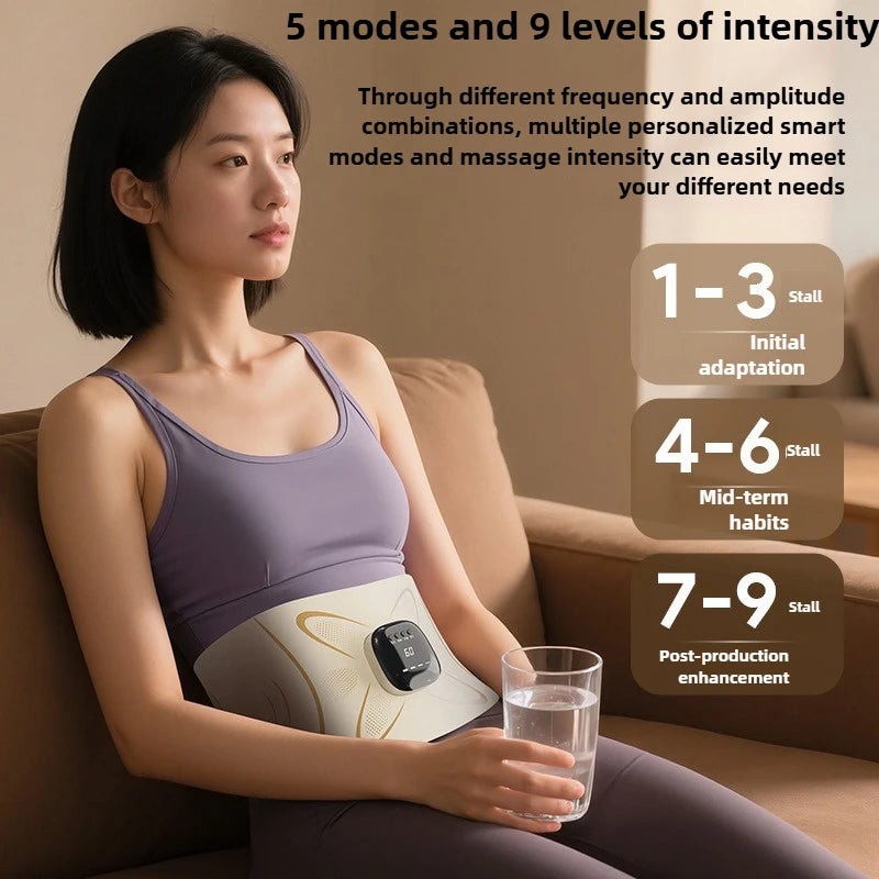 2025EMS Micro Current Waist Pulse Massager With Hot Compress Fitting Body Shaping Belt Abdominal Massage