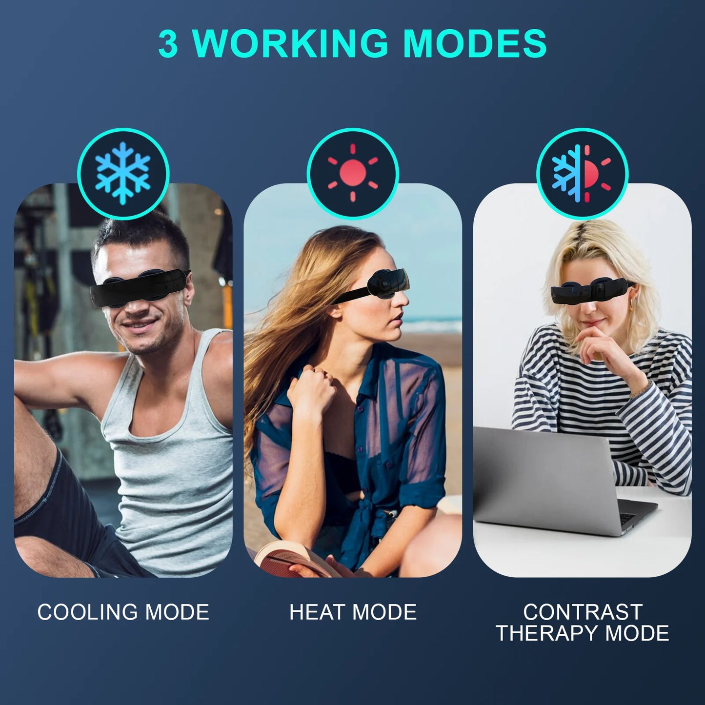 Wireless Eye Massager Instant Hot Cold Compress Eye Massager for Tired Eyes Dark Circles Remove Heating Music Relieves Fatigue