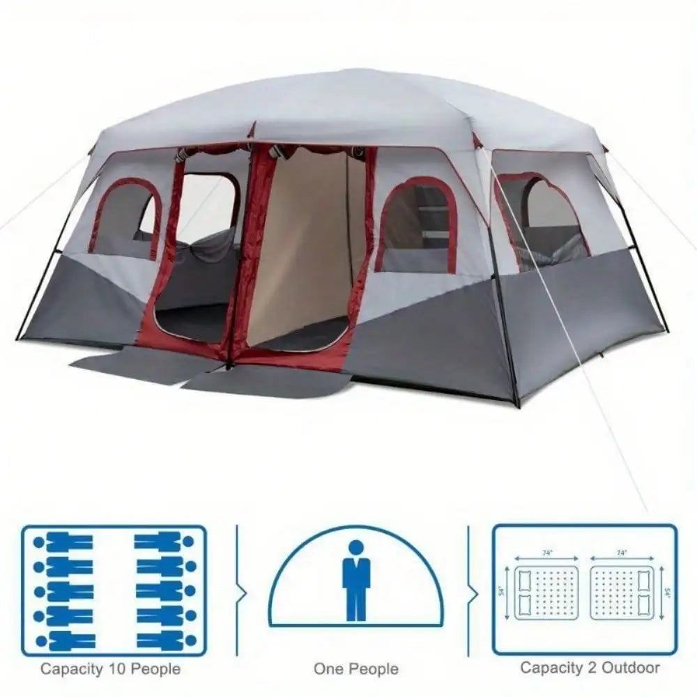 Building Camping Tent Cabin Shelter 10 Person 2 Room Waterproof