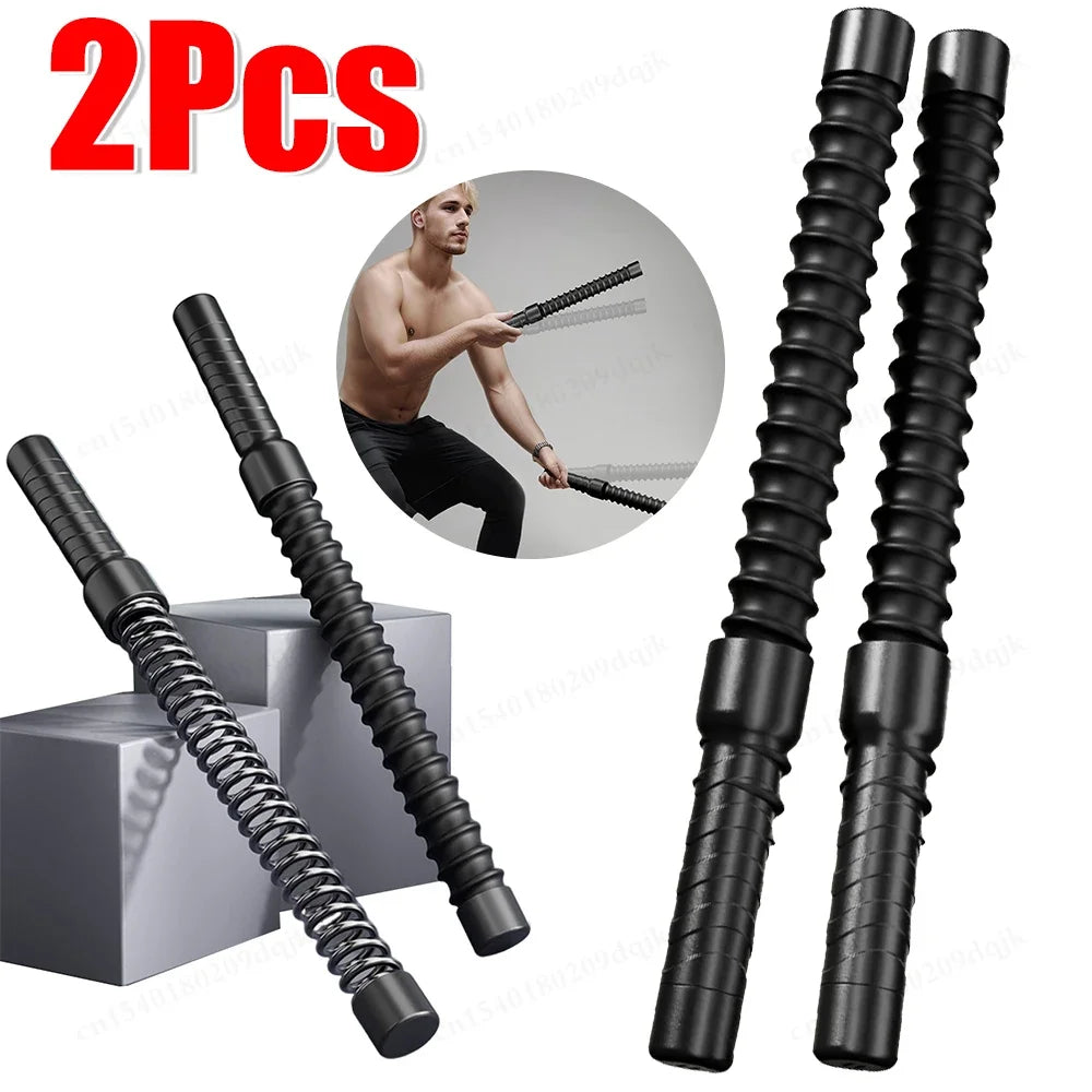 2Pcs Strength Training Bar Non Slip Fitness Throwing Rope Biceps Triceps Strengthener Spring Elastic Training Battle Ropes