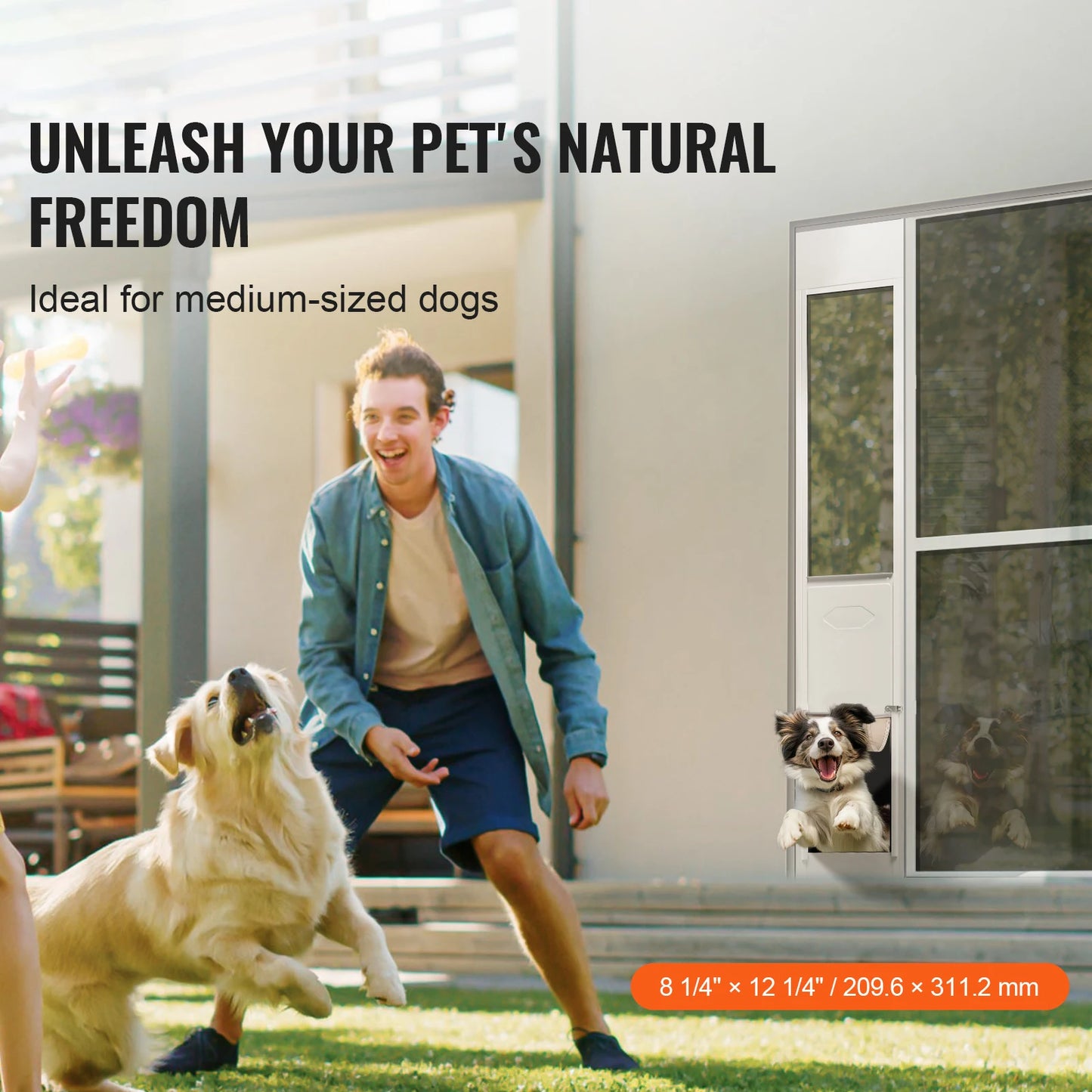 Dog Door Adjustable Sliding Glass Pet Door Aluminum Frame