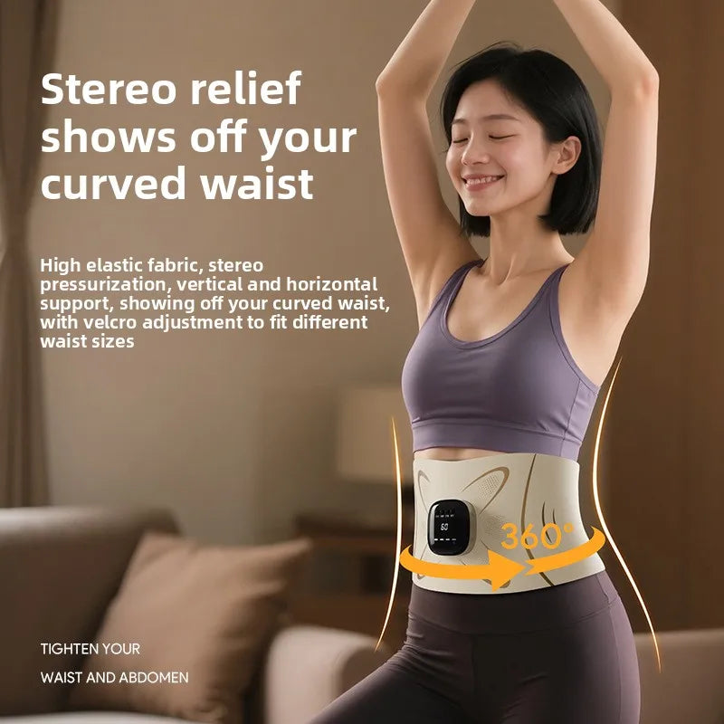 2025EMS Micro Current Waist Pulse Massager With Hot Compress Fitting Body Shaping Belt Abdominal Massage