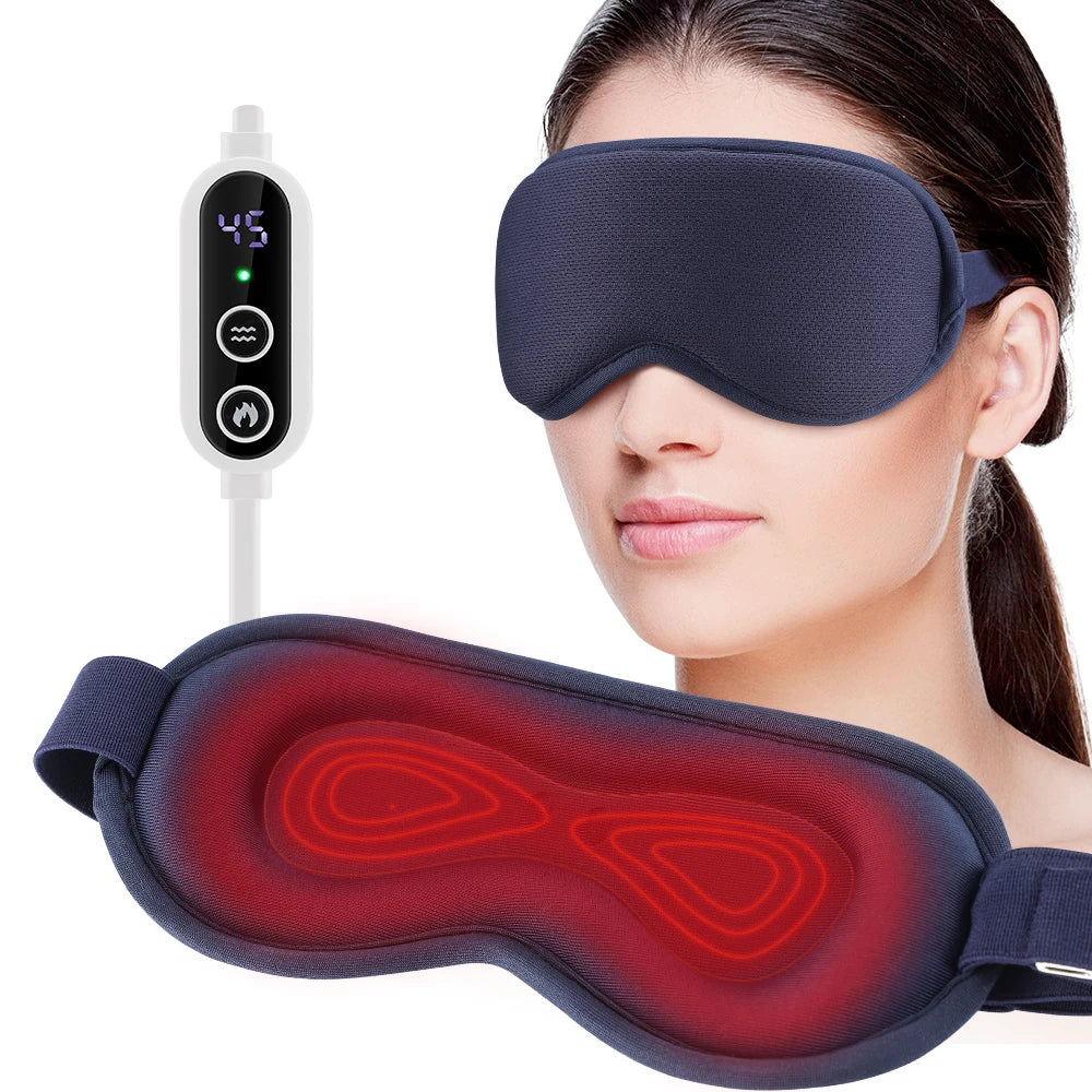 Electric Heated Eye Mask for Sleeping Warm Steam Vibration Eye Mask Hot&Cold Compress Dry Eyes Fatigue Relief Eye Care