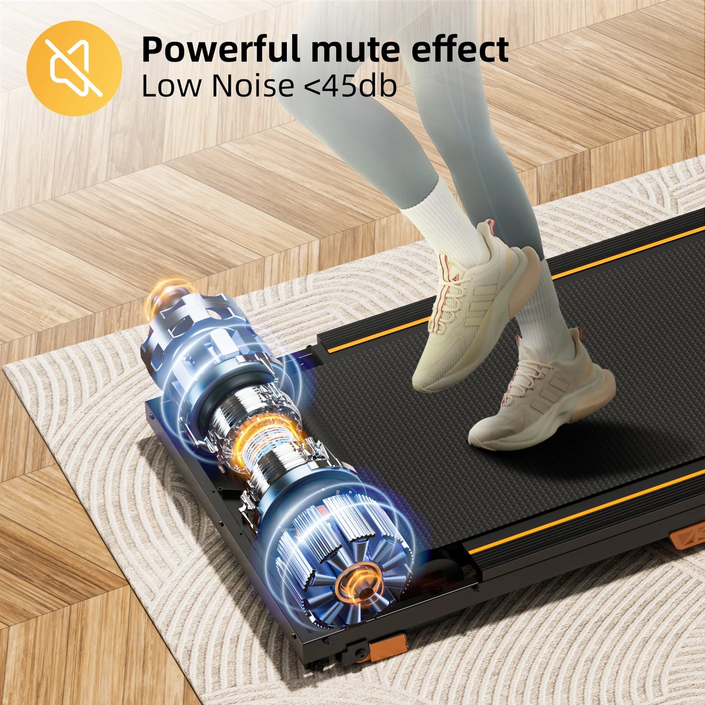 Driving Power Under Desk Treadmill Incline Walking Pad