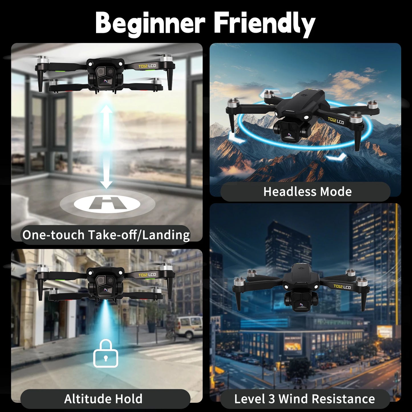 Toladrone TD12LCD Brushless Quadcopter With LCD Screen And Optical Flow Positioning For Beginners
