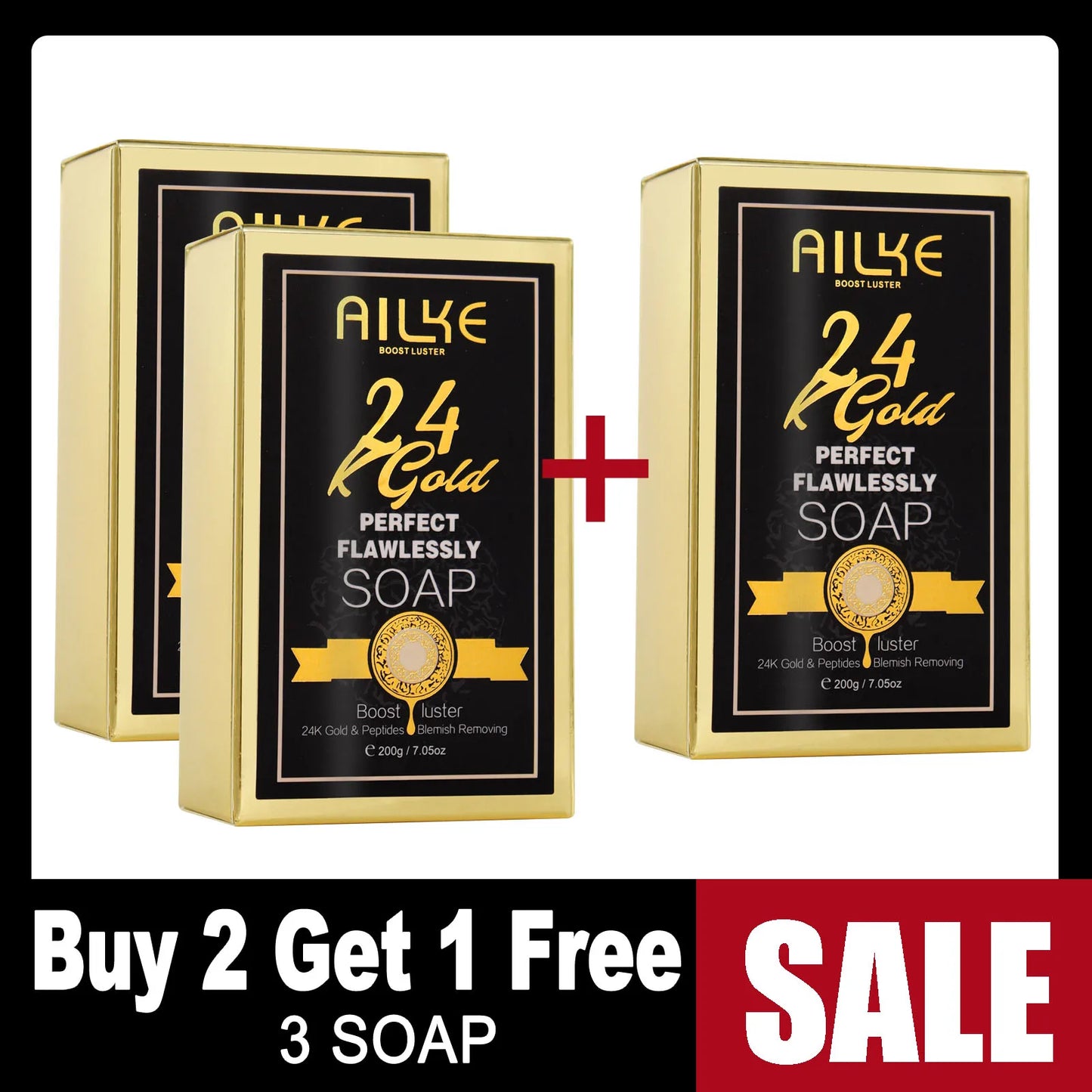 AILKE 24K Glod Flawlessly Skin Care Range, Skin Whitener, Reduce Dark Spots, Melanin, Wrinkles, Moisturize, For Women & Men