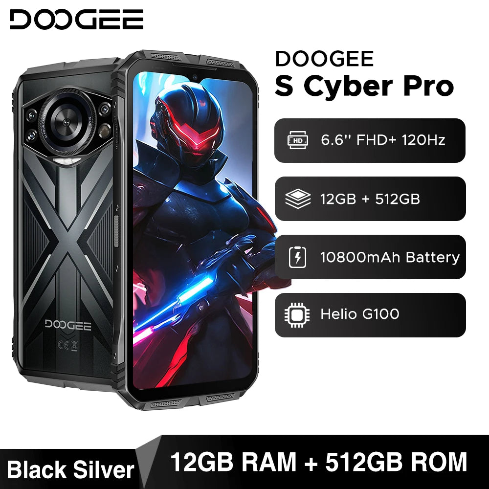 DOOGEE S Cyber Pro Rugged Phone 12GB 512GB 10800mAh Battery