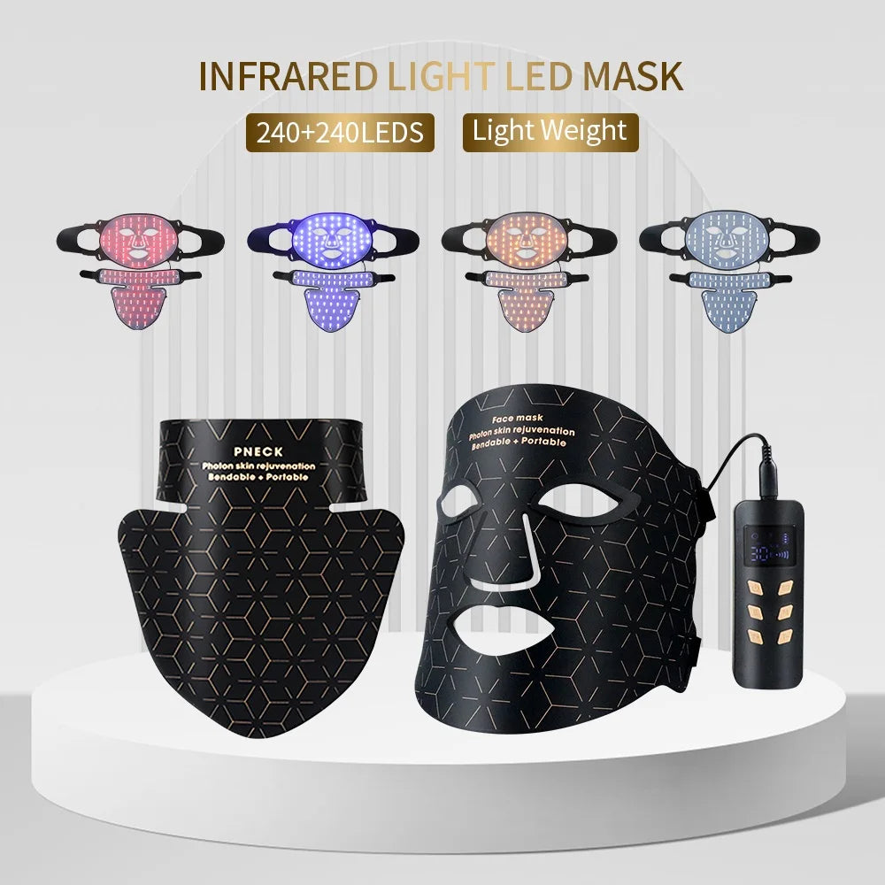 Foreverlily Silicone Facial Neck LED Mask For Anti Aging Skin Rejuvenation Brightening Photon Mask