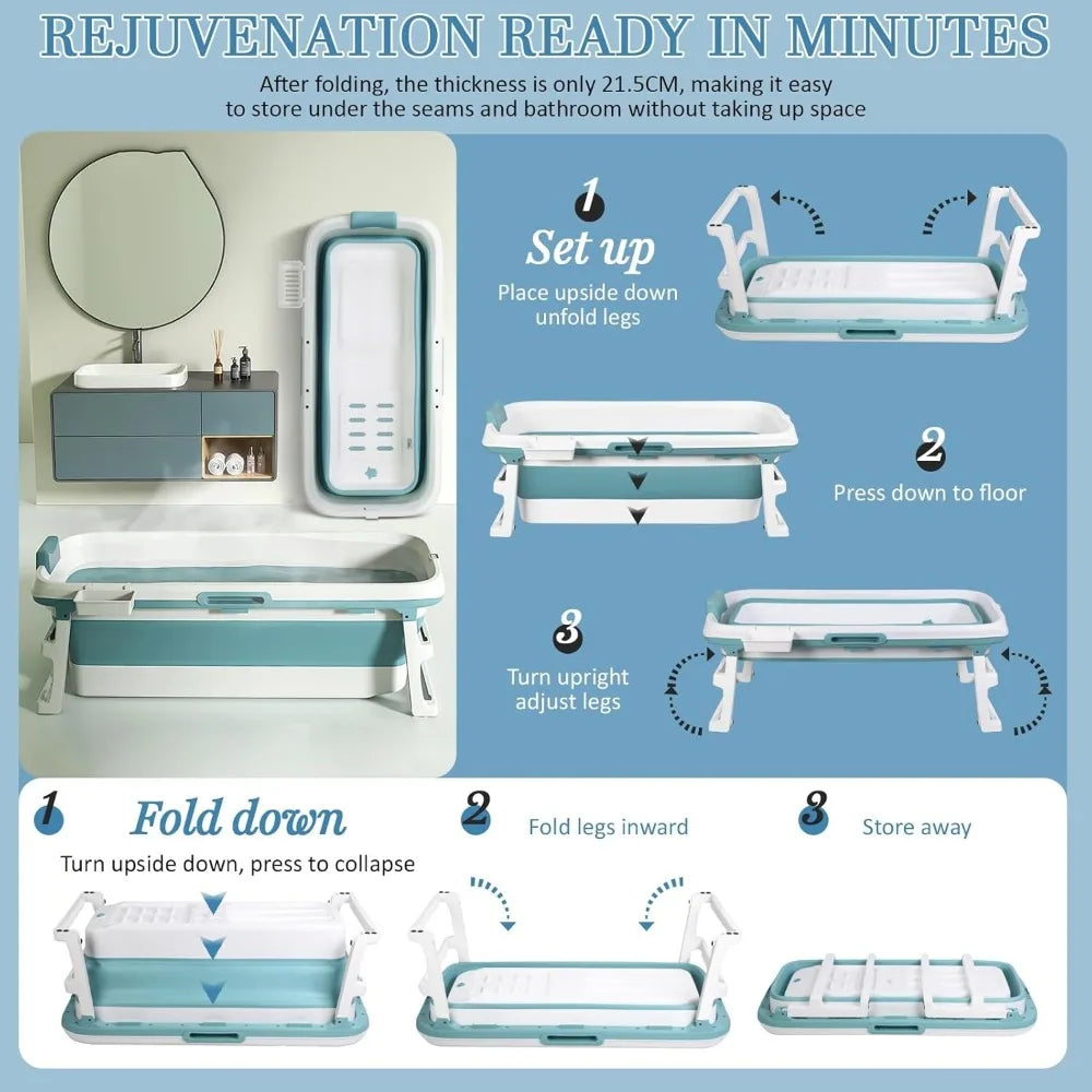 Sxvbdway Portable Folding Bathtub for Adults With Massage