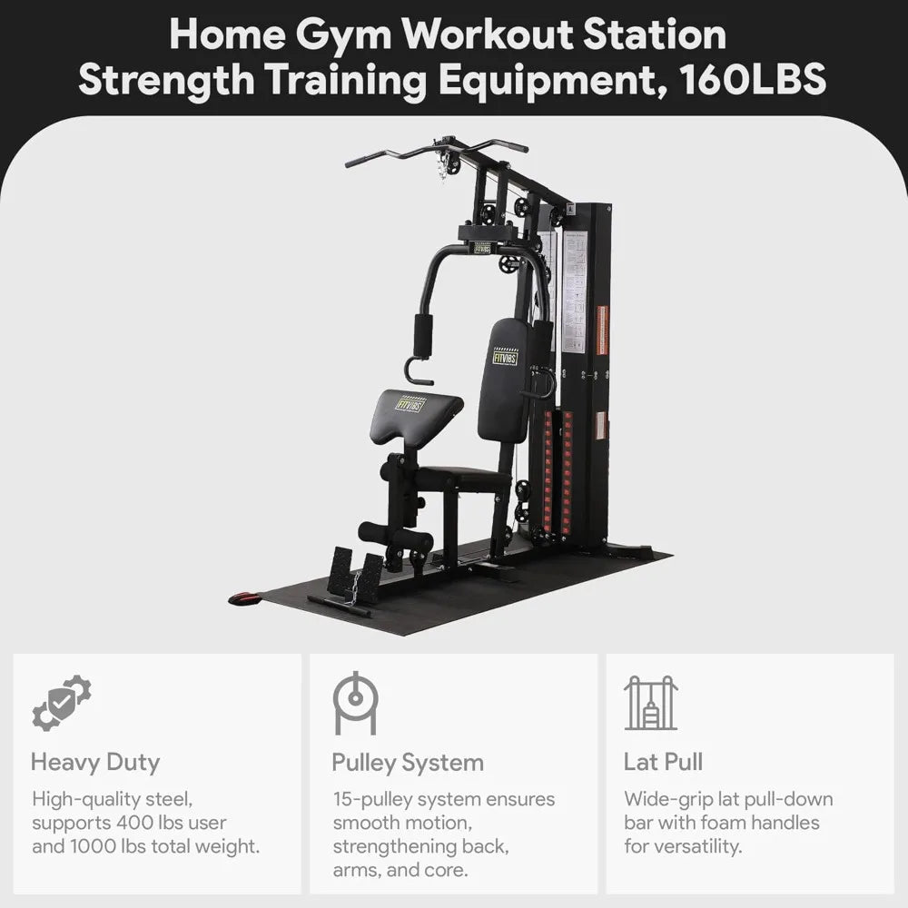 Multifunctional Home Gym Station 160Lbs Weight Floor Mat