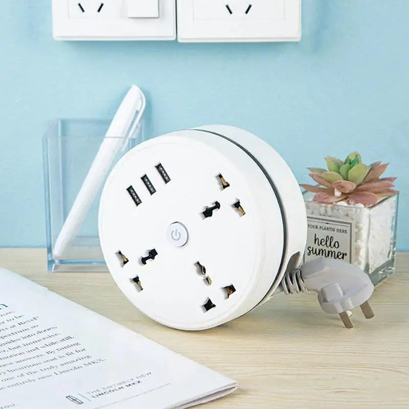 Universal Travel Power Strip Travel Plug Adapter Retractable 6.5ft Extension Cord 3 USB Ports Portable Desk Charging Universal