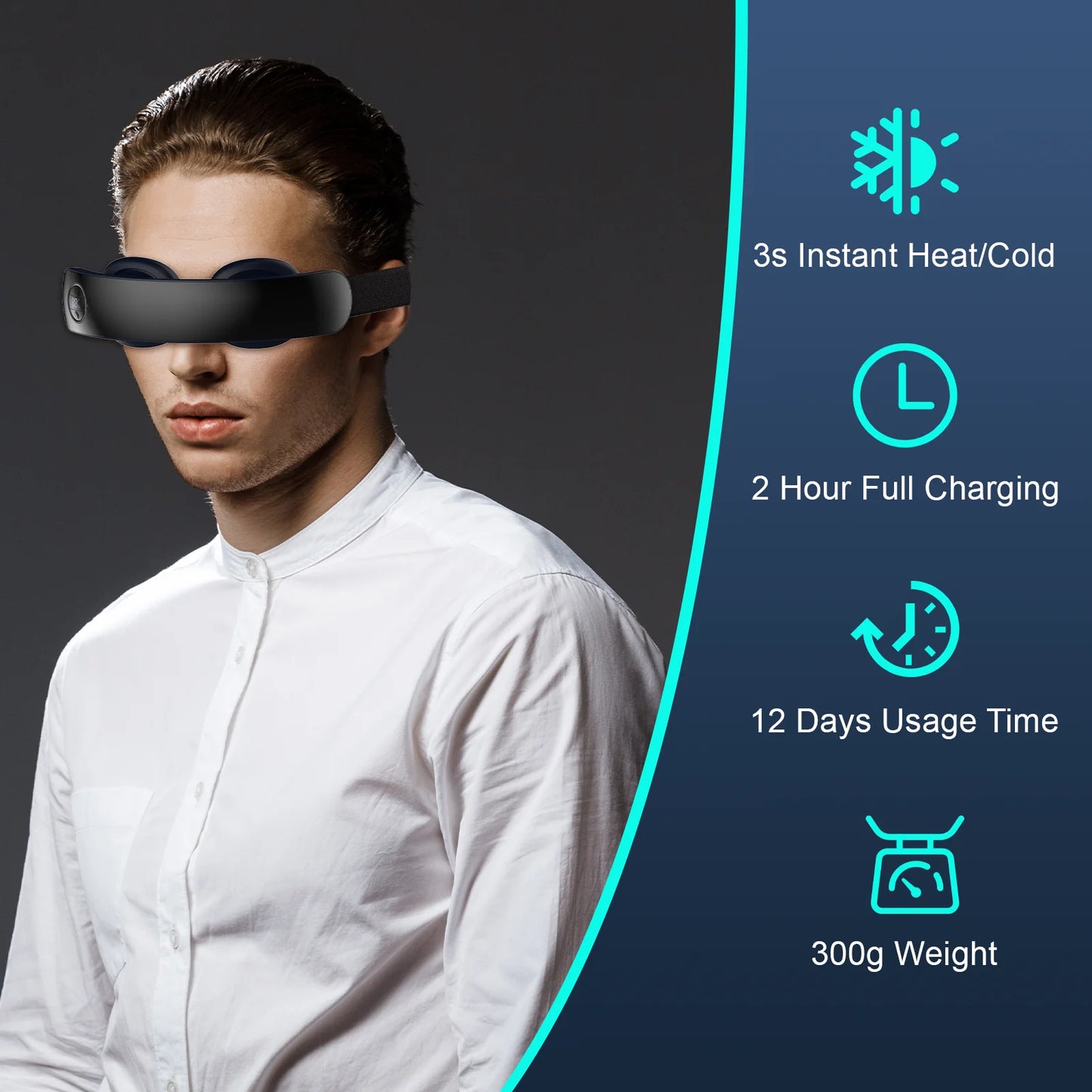 Wireless Eye Massager Instant Hot Cold Compress Eye Massager for Tired Eyes Dark Circles Remove Heating Music Relieves Fatigue