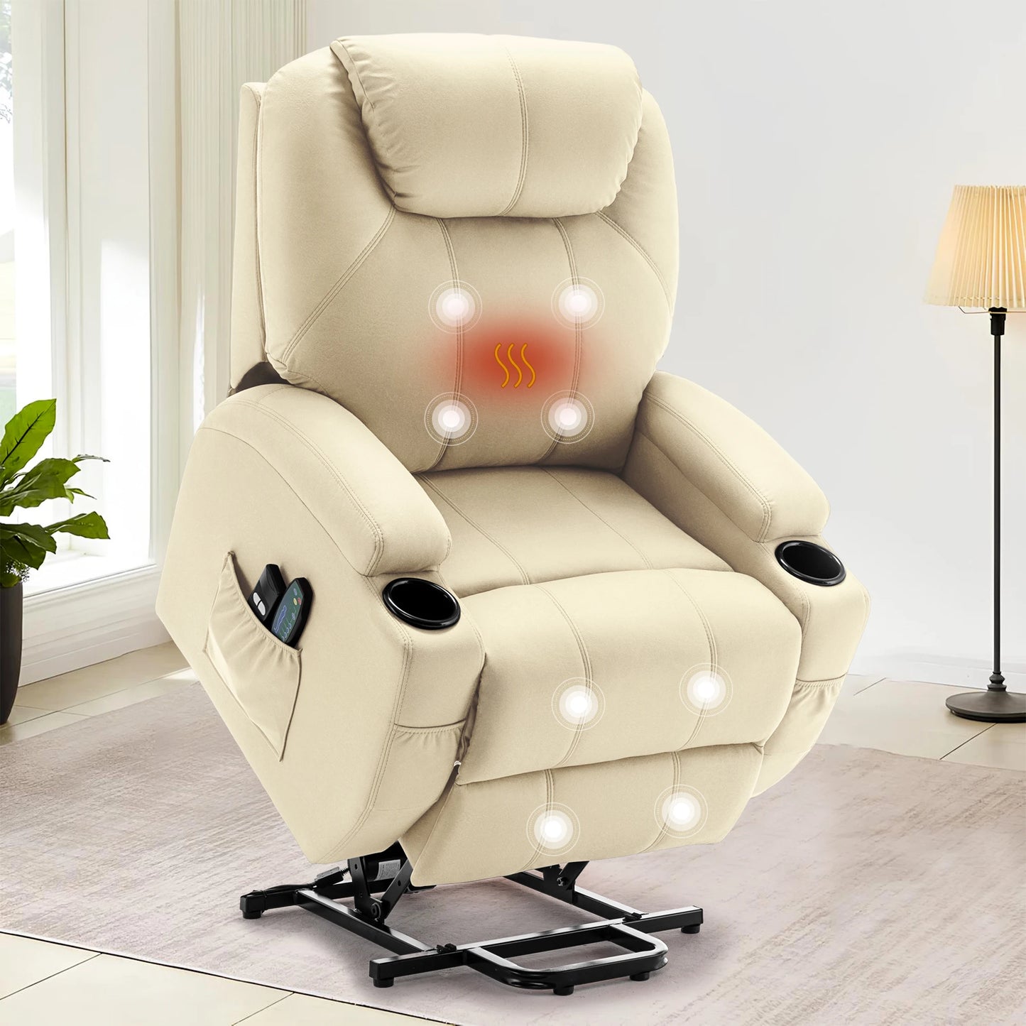 Korser Power Lift Recliner Chair for Elderly with Massage and Heat PU Leather Comfort Fabric for Living Room,Bedroom
