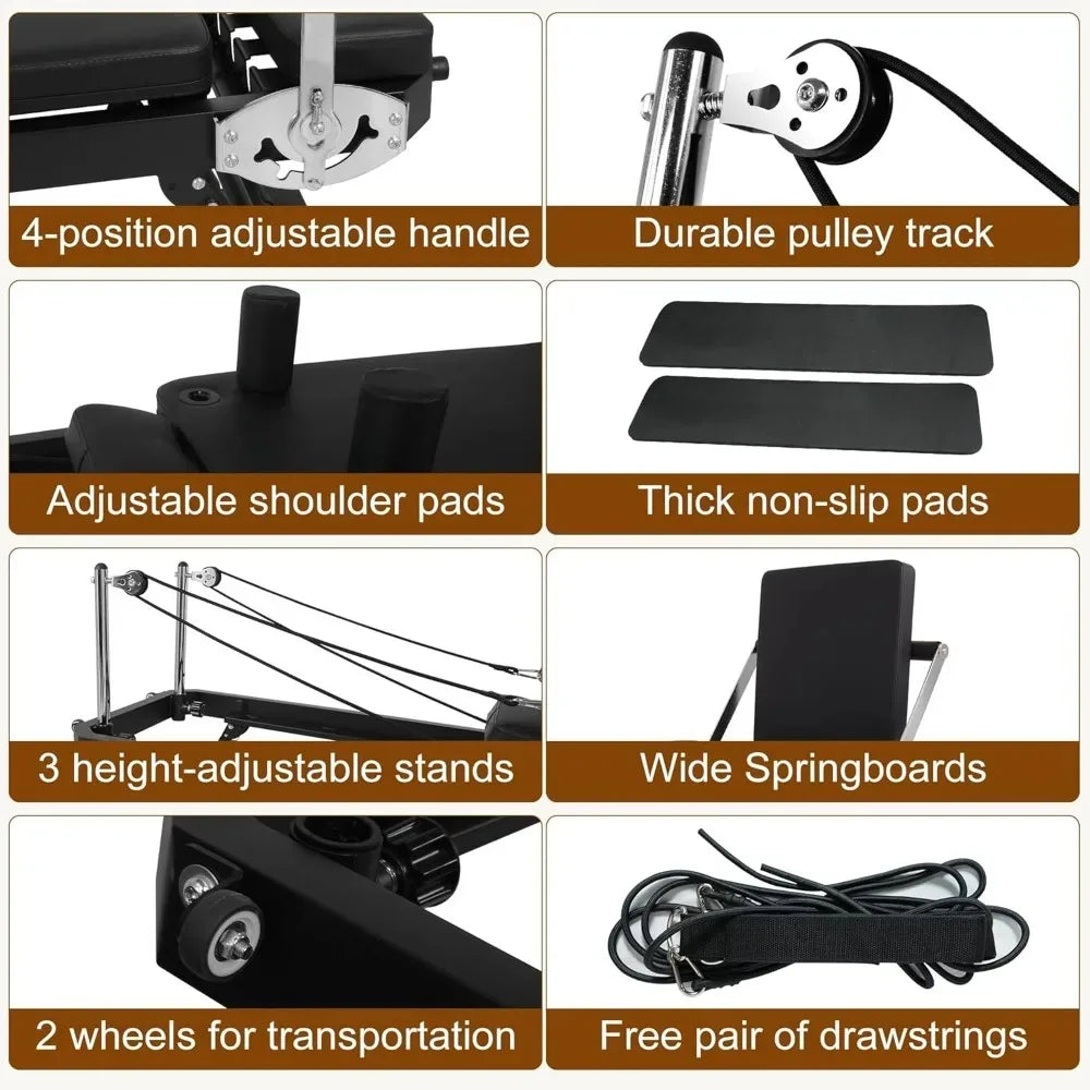 ZHUXIANG Foldable Pilates Reformer Ultra Home Workout Machine