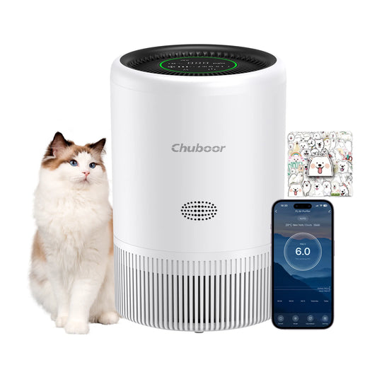 Chuboor Smart Air Purifier for Bedroom Home, App/Alexa Control,PM2.5 Monitor HEPA Air Purifier for Bedroom Living Room for Pets