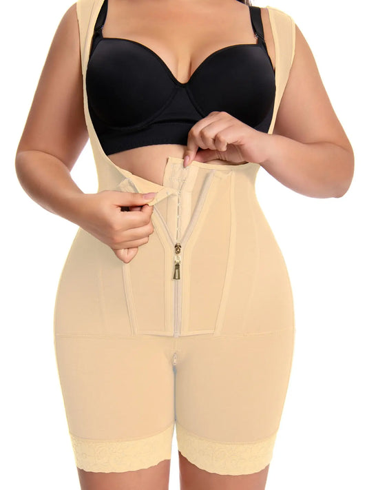 Guangdong Shapewear Women High Waist Lace Bodysuit Zipper