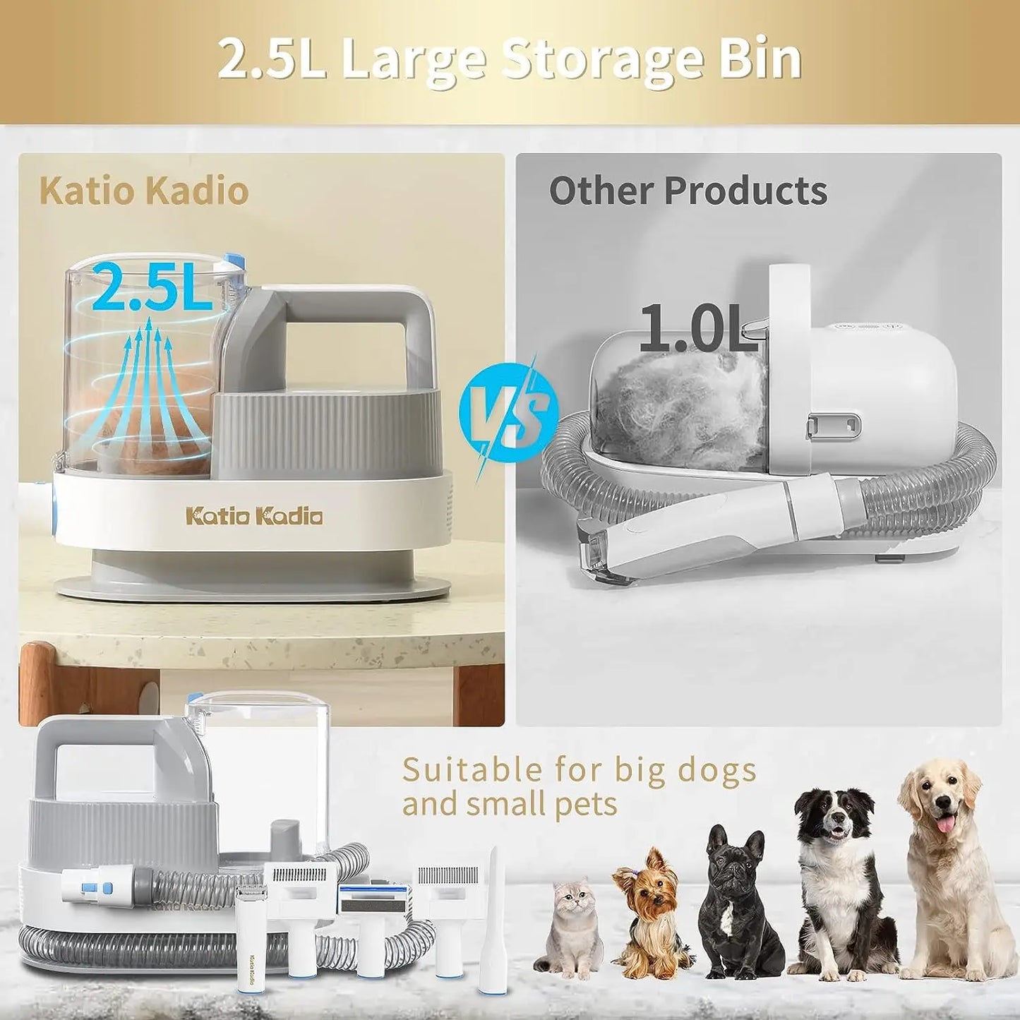 AUKYGGU Pet Grooming Kit 5In1 With Low Noise Hair Vacuum