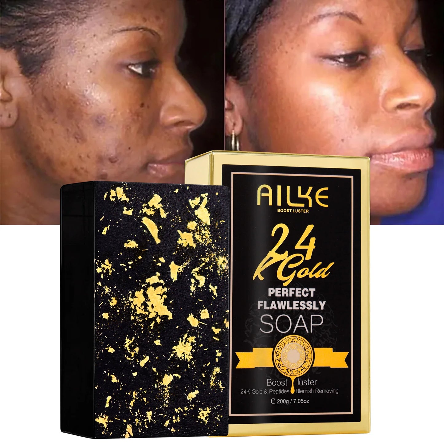 AILKE 24K Glod Flawlessly Skin Care Range, Skin Whitener, Reduce Dark Spots, Melanin, Wrinkles, Moisturize, For Women & Men