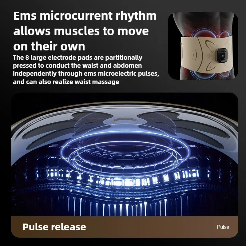2025EMS Micro Current Waist Pulse Massager With Hot Compress Fitting Body Shaping Belt Abdominal Massage