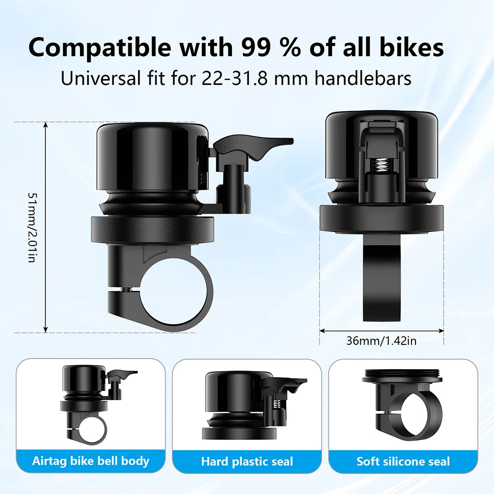 Bicycle Bell GPS Tracker for Apple AirTag Bike Mount GPS Tracker Anti-Theft Classic Bike Bell Global Locator