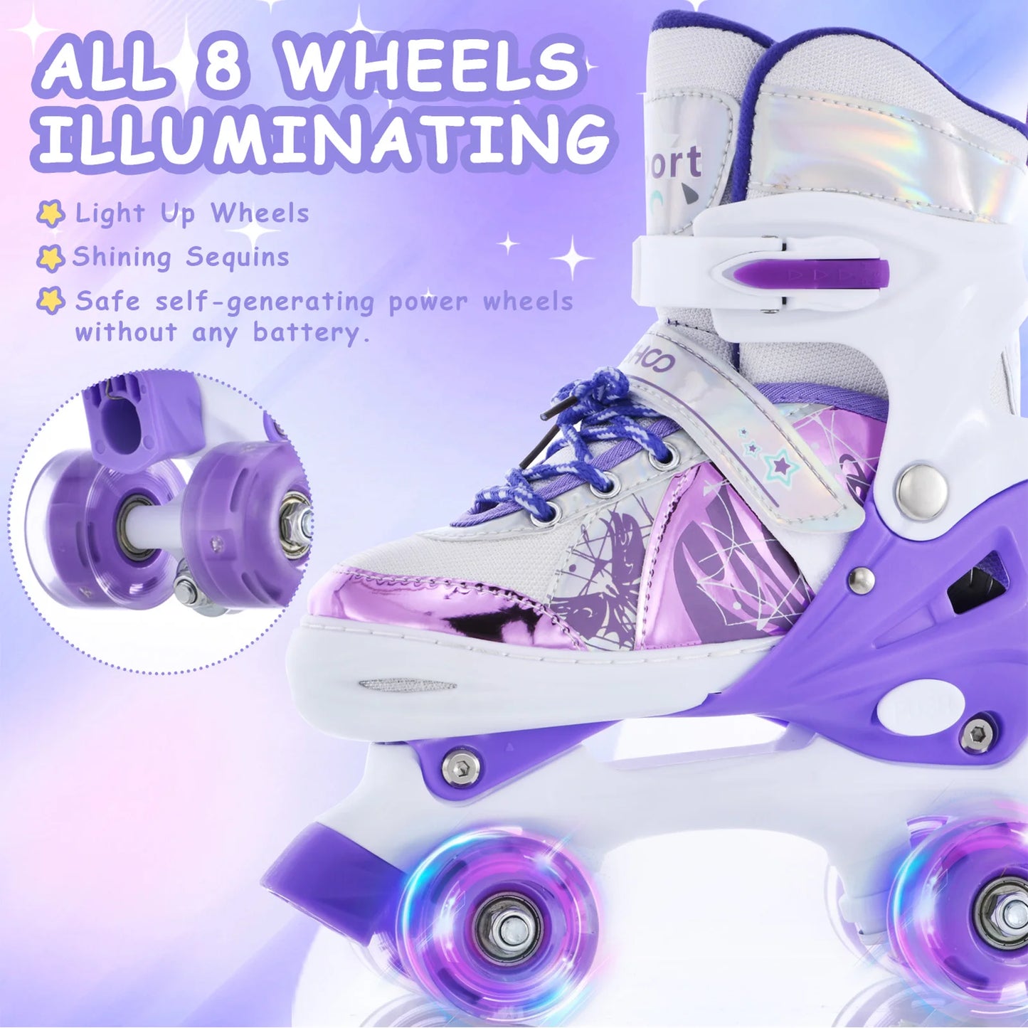 Hign Concerned Kids Roller Skates Light Up LED Wheels