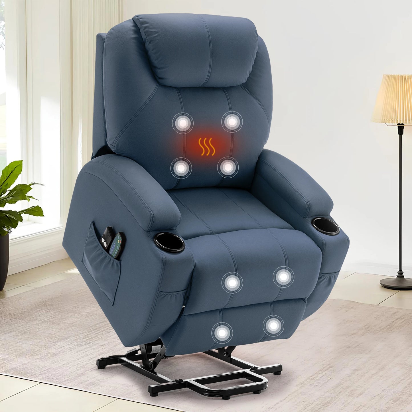 Korser Power Lift Recliner Chair for Elderly with Massage and Heat PU Leather Comfort Fabric for Living Room,Bedroom