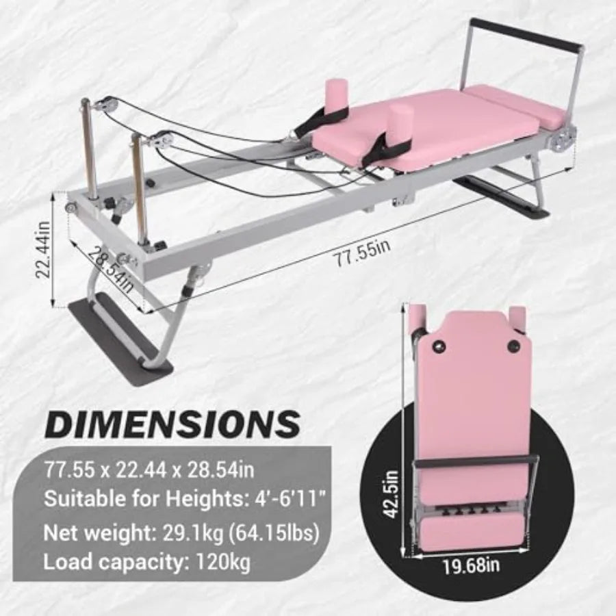 XMSJ Foldable Pilates Reformer With Resistance Cords For Home Use