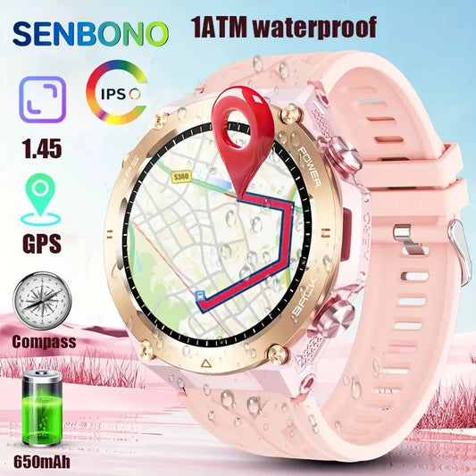 SENBONO GPS Smart Watch for Women Bluetooth Call 1ATM