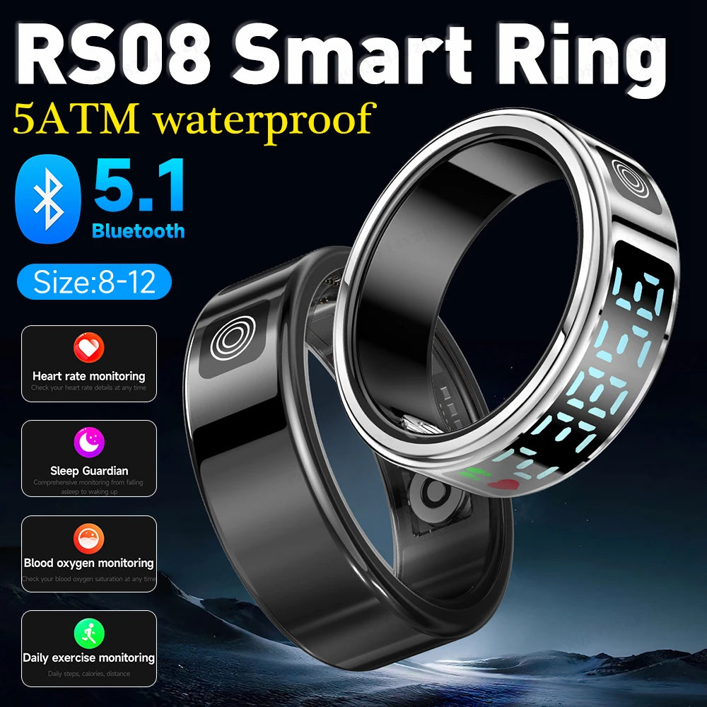 RS08 Smart Ring Bluetooth Fitness Tracker Heart Rate SpO2