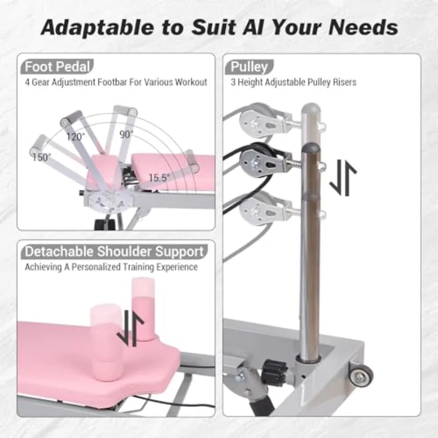 XMSJ Foldable Pilates Reformer With Resistance Cords For Home Use