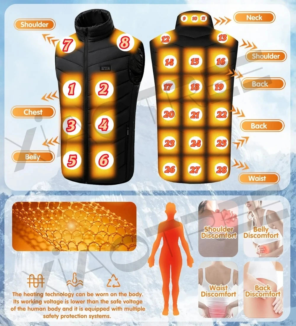XIAOTREECN Heated Vest Jacket For Men Women USB Electric Warmer