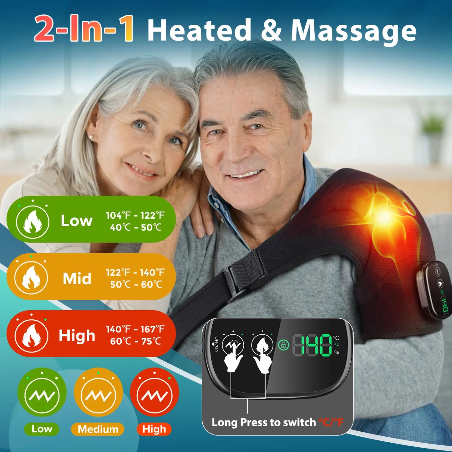 Hailicare Electric Heating Pad Shoulder Vibration Massager