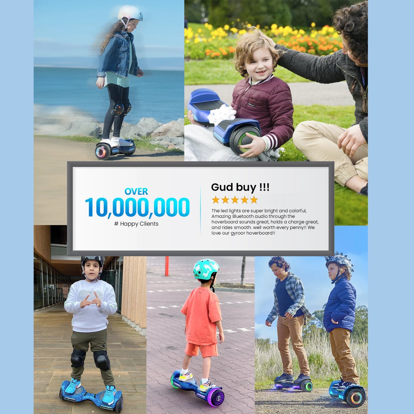 GYROORCE Self Balancing Hoverboard With LED Lights And Bluetooth Speaker