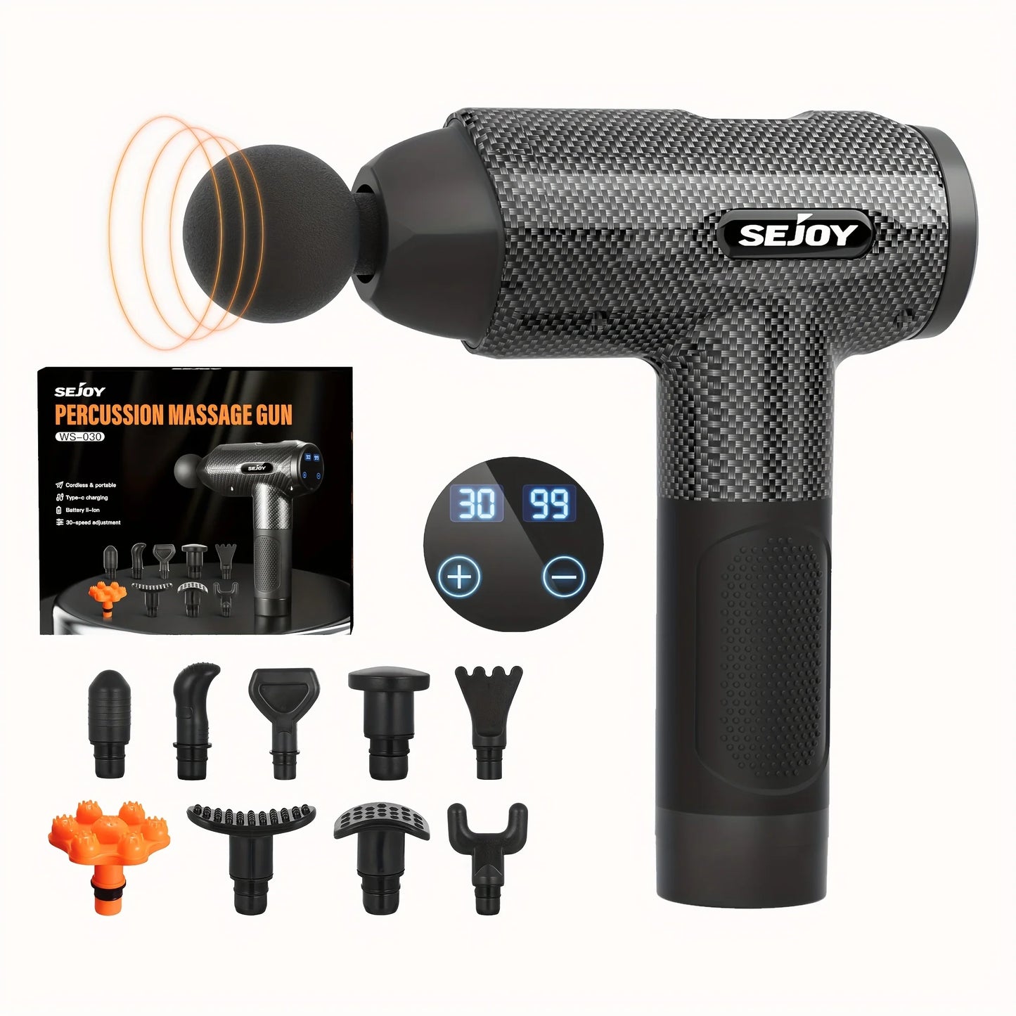Sejoy Massage Gun Deep Tissue Percussion Massager 30 Speeds