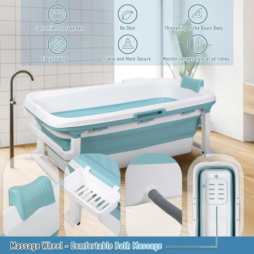 Sxvbdway Portable Folding Bathtub for Adults With Massage