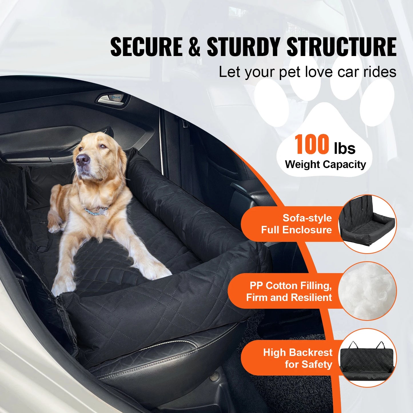 SucceBuy Waterproof Dog Car Seat Booster With Clip On Leash