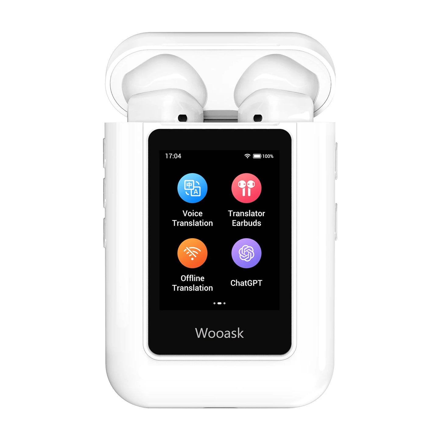 Wooask-A8 AI Translator Earbuds with Touch Screen,2 in 1 Real Time Voice Translation Earphones, Two-way Translator,NO WiFi Need