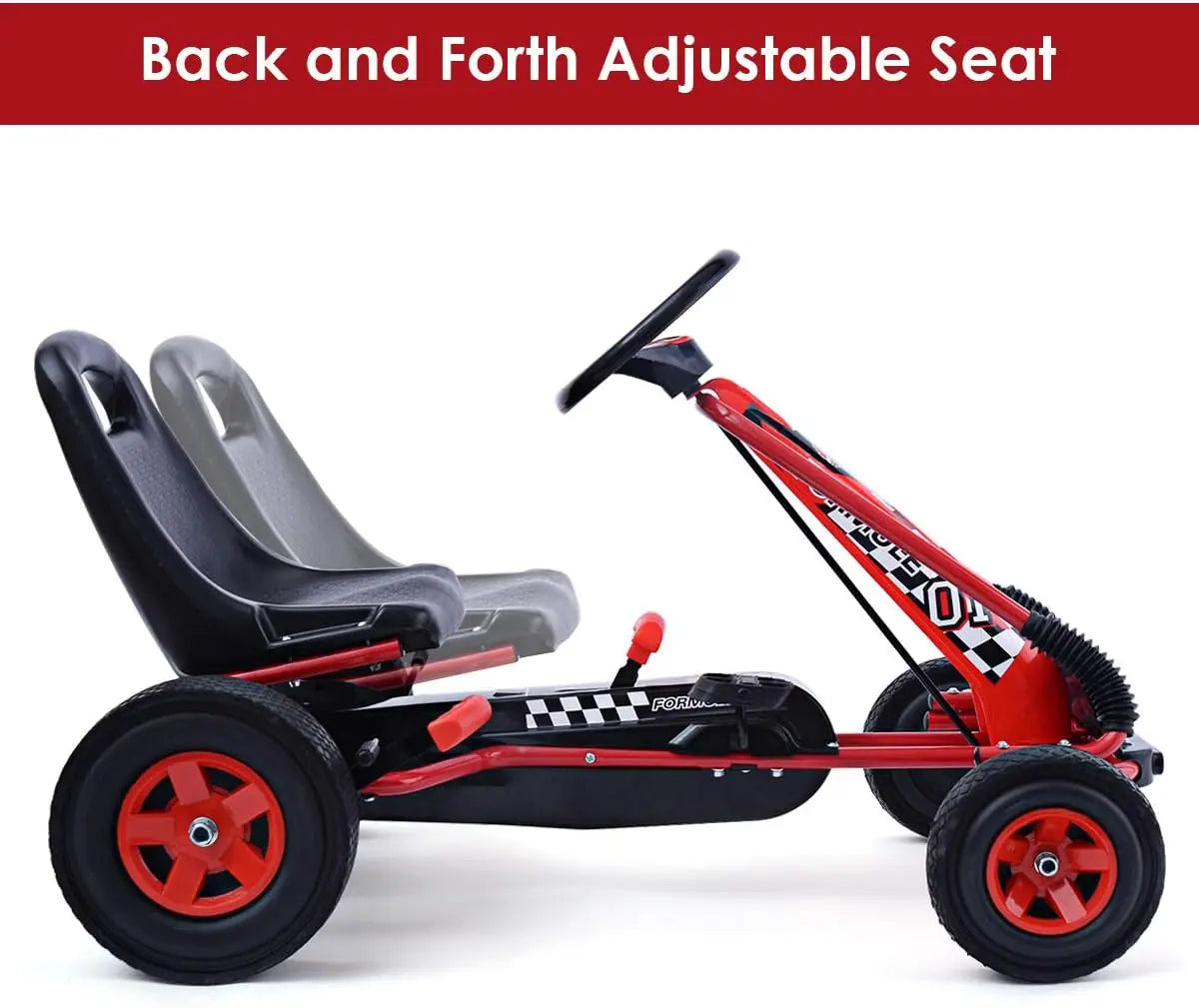 YTYIN Go Kart For Kids Four Wheel Off Road Pedal Car With Adjustable Seat Steering Wheel And EVA Rubber Tires