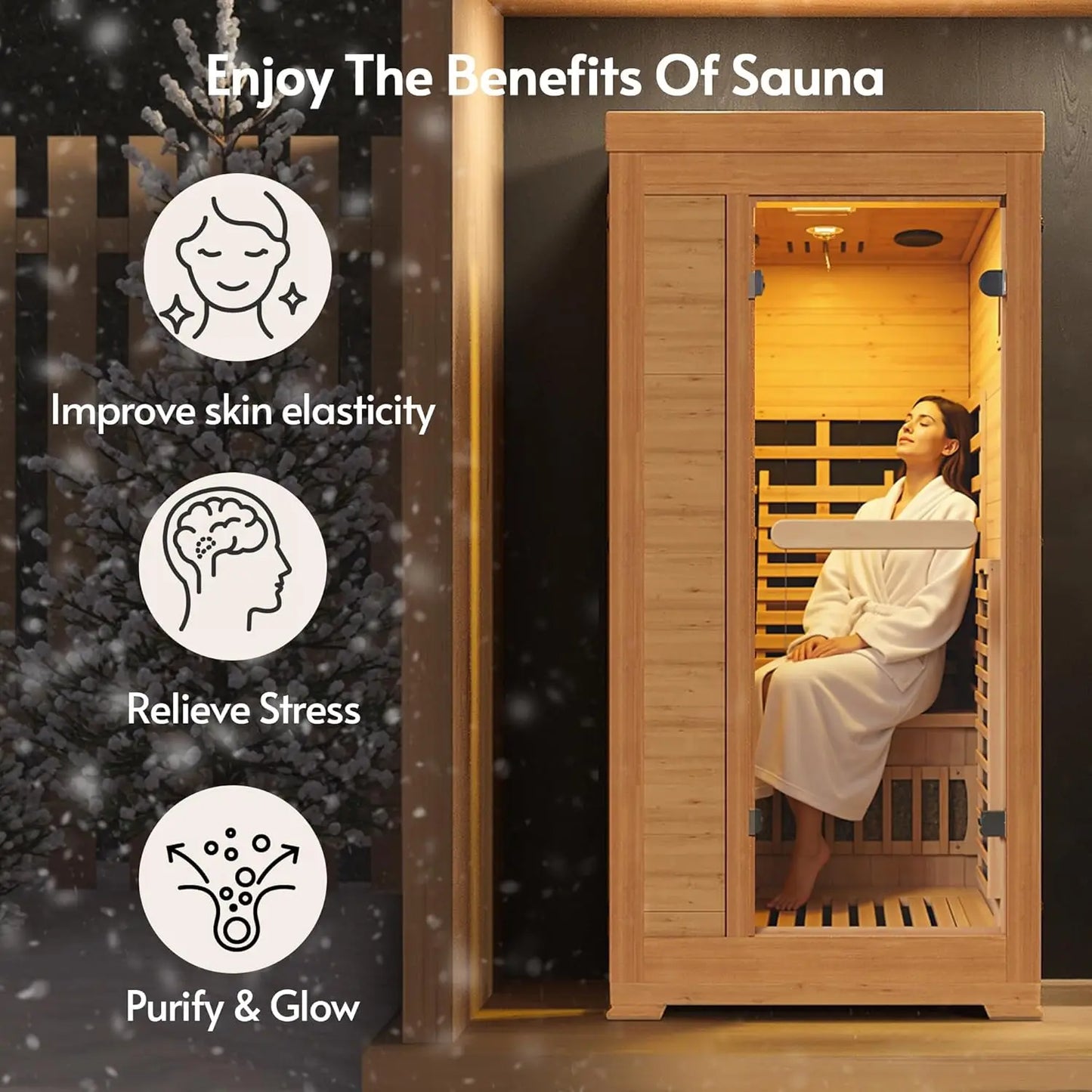 1-2 Person 6.3Ft Infrared Sauna, 7 Color Full Spectrum Wood Dry Sauna. Canadian Hemlock Indoor Saunas with 1745W, Customized