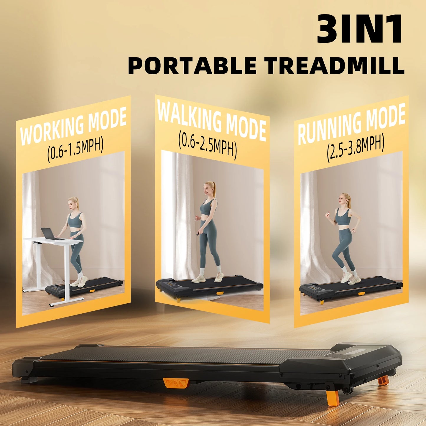 Driving Power Under Desk Treadmill Incline Walking Pad