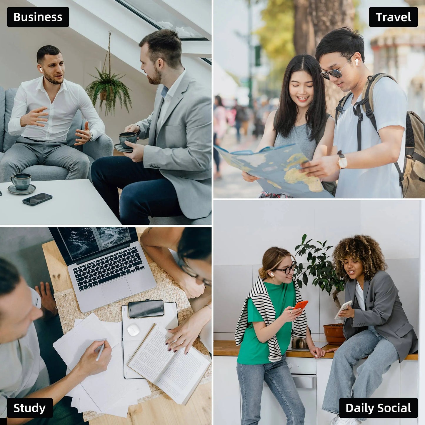 Wooask M3 Translator Earbuds,Two-Way Real Time Translator Headphones,Voice Translator Device,144 Languages with 11 Offline Packs