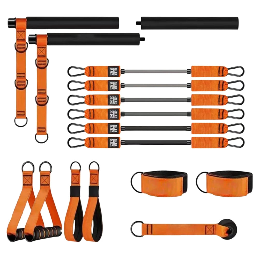 Multifunctional Pilates Bar & Resistance Bands Pilates Workout Equipment Exercise Bands Set Home Gym Strength Training Equipment