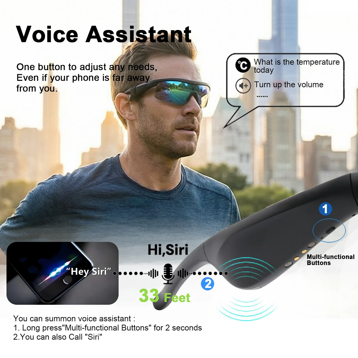 AI Smart Glasses with Polarized Lens,Bluetooth HiFi Audio,Real-time Translation,UV400 Protection For Cycling/Outdoor Sports